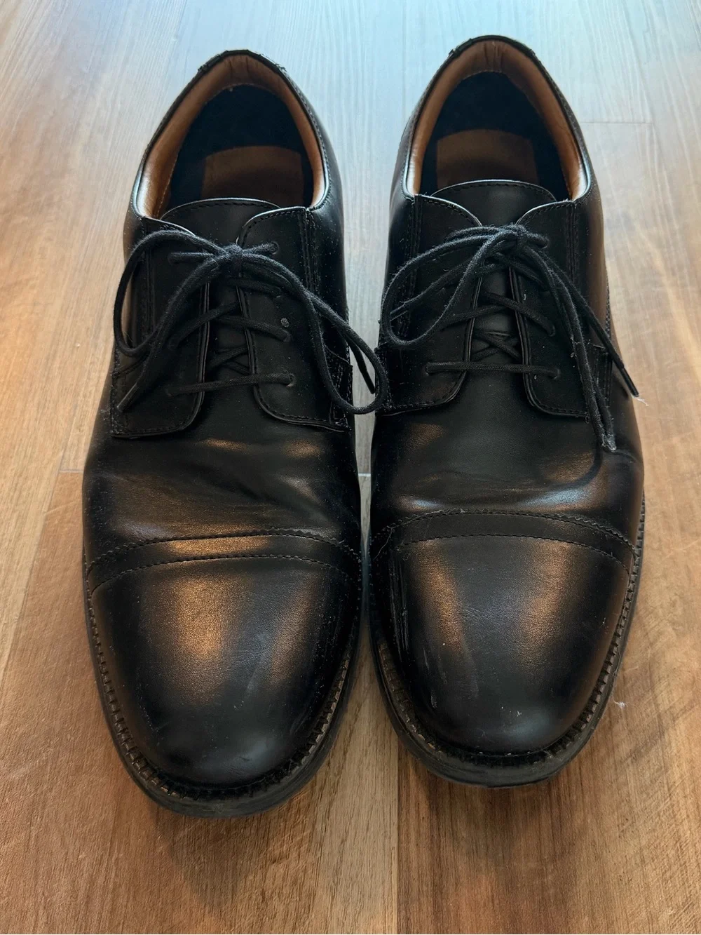 Dockers Black Leather Cap-Toe Derby Dress Shoes